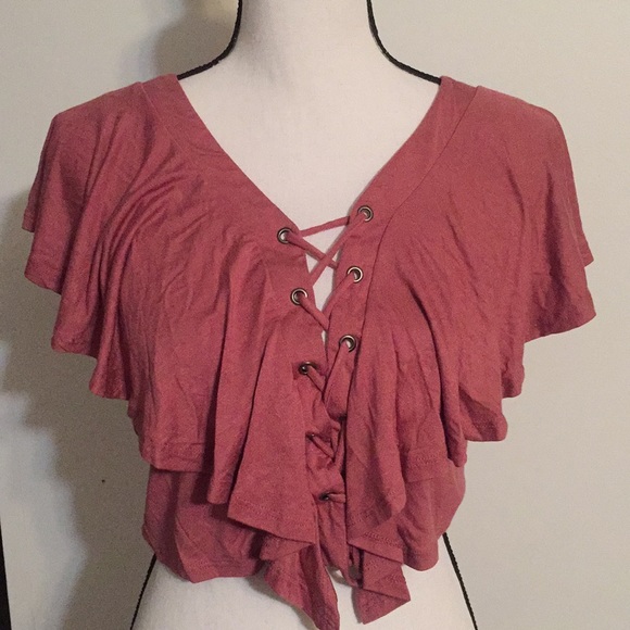 Charlotte Russe Tops - Blush colored Tie down crop top size L